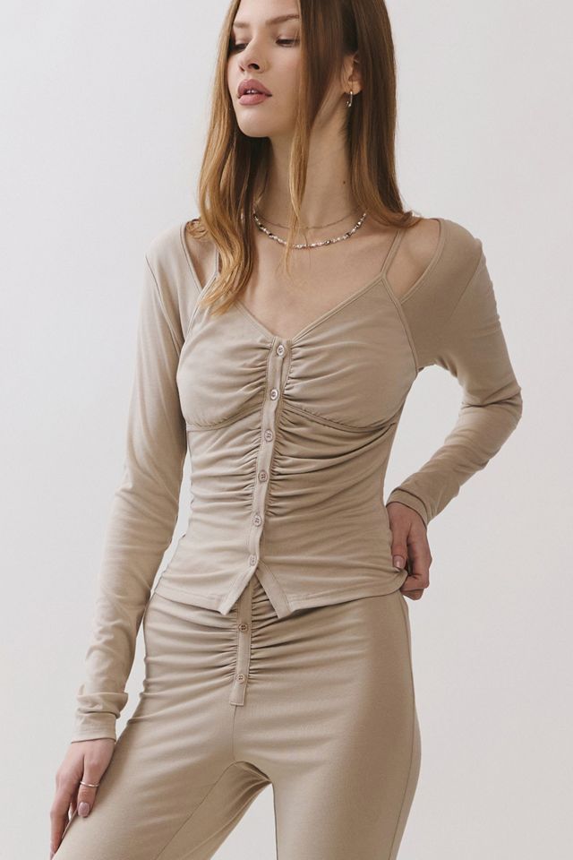 Personal Code Nyx Soft Jersey Layered Button Down Top #2