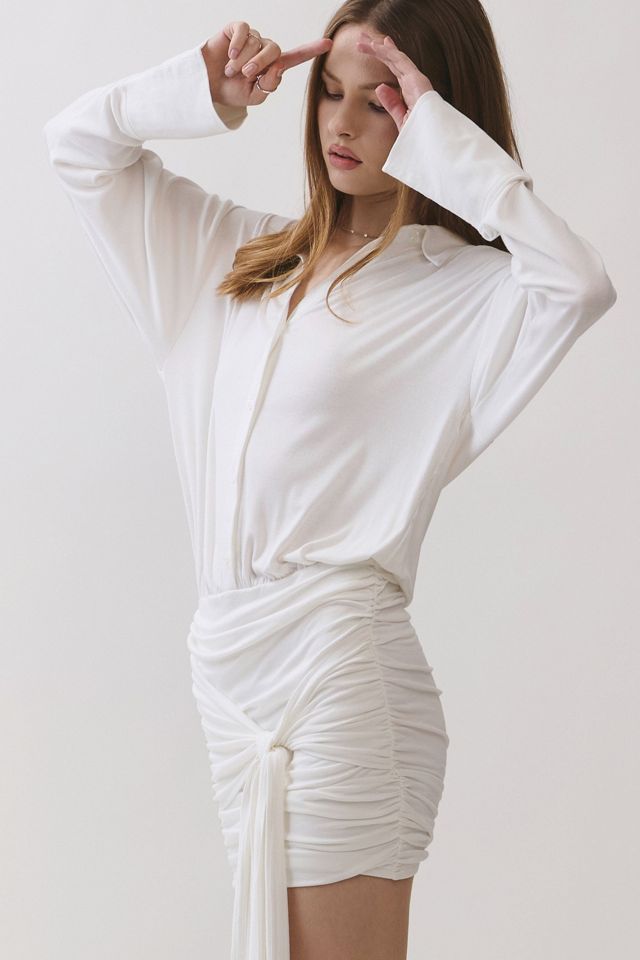 Personal Code Athena Button Down Mini Dress With Drape Tie #2