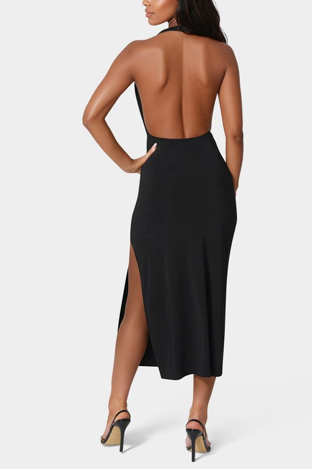 Bebe High Neck Cowl Maci with Slit Dress #2