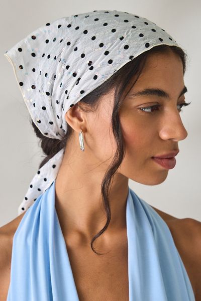 Polka Dot Pop Embellished Head Scarf