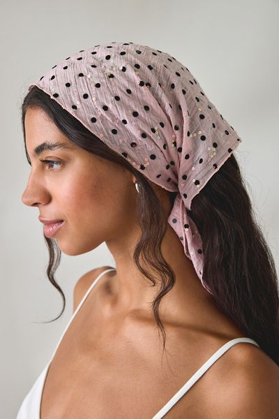 Polka Dot Pop Embellished Head Scarf