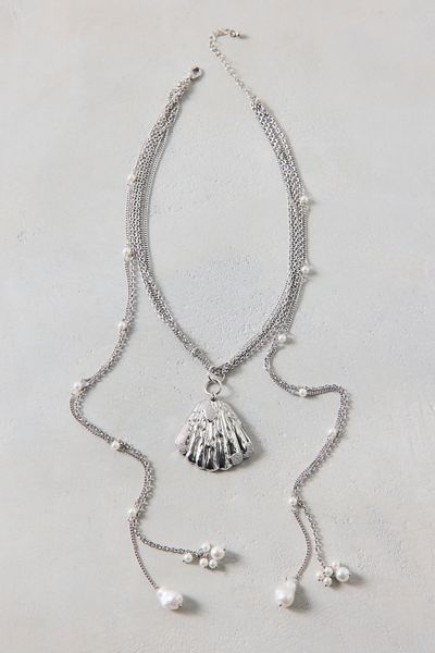 Pearl Shell Faux-Wrap Necklace