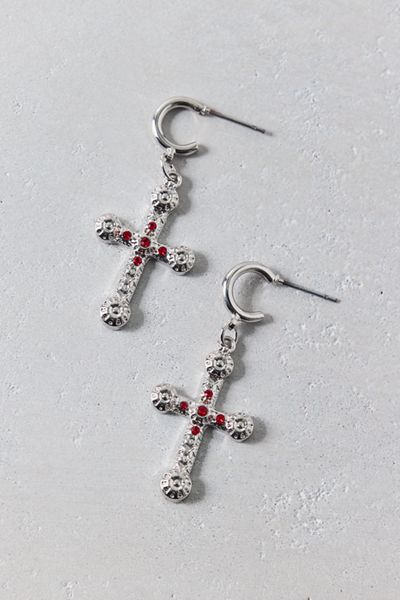 Catherine Rhinestone Charm Hoop Earrings