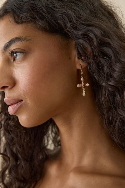 Boucles d'oreilles créoles Catherine avec breloques en strass