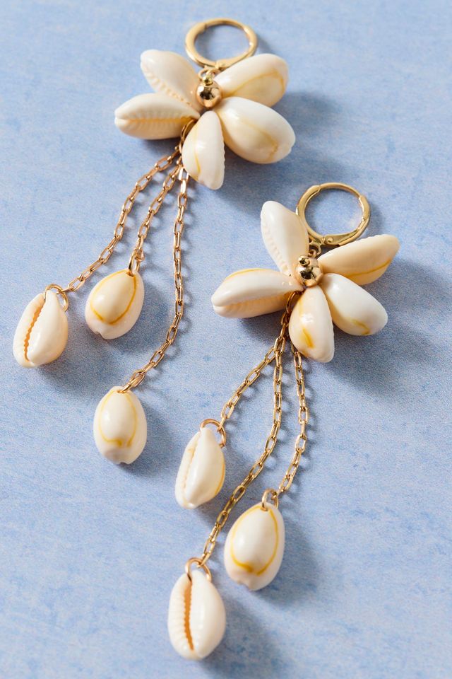 Shell Flower Statement Dangle Earrings #2