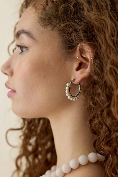 Small Beaded Hoop Earrings