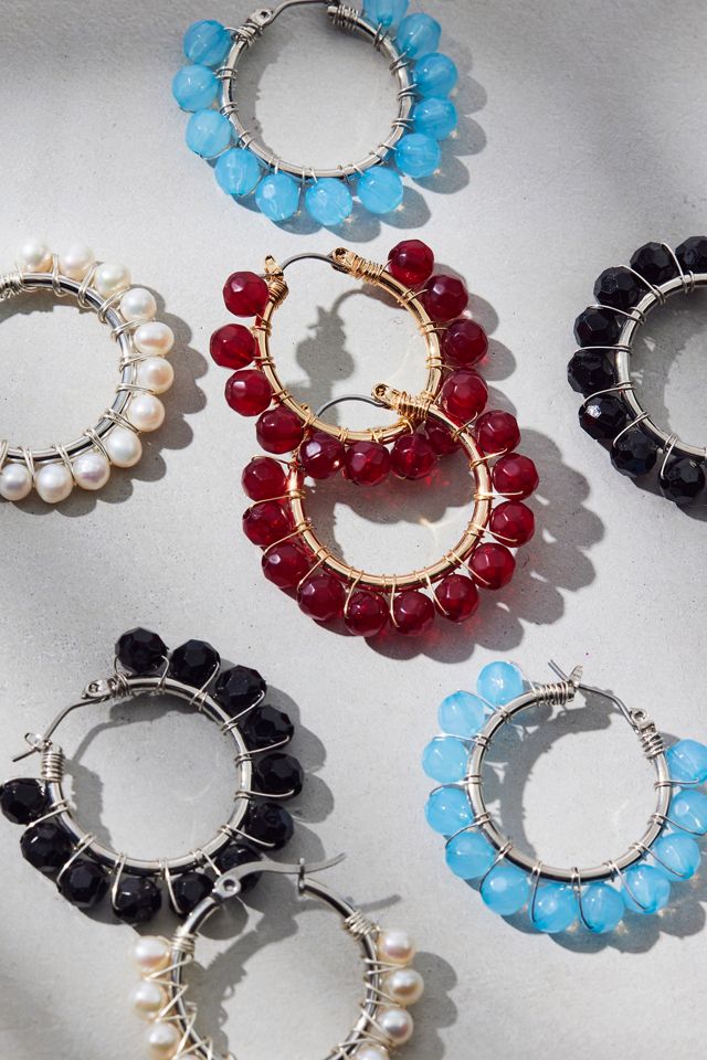 Small Beaded Hoop Earrings #1
