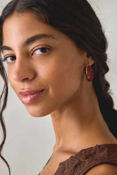 Small Beaded Hoop Earrings