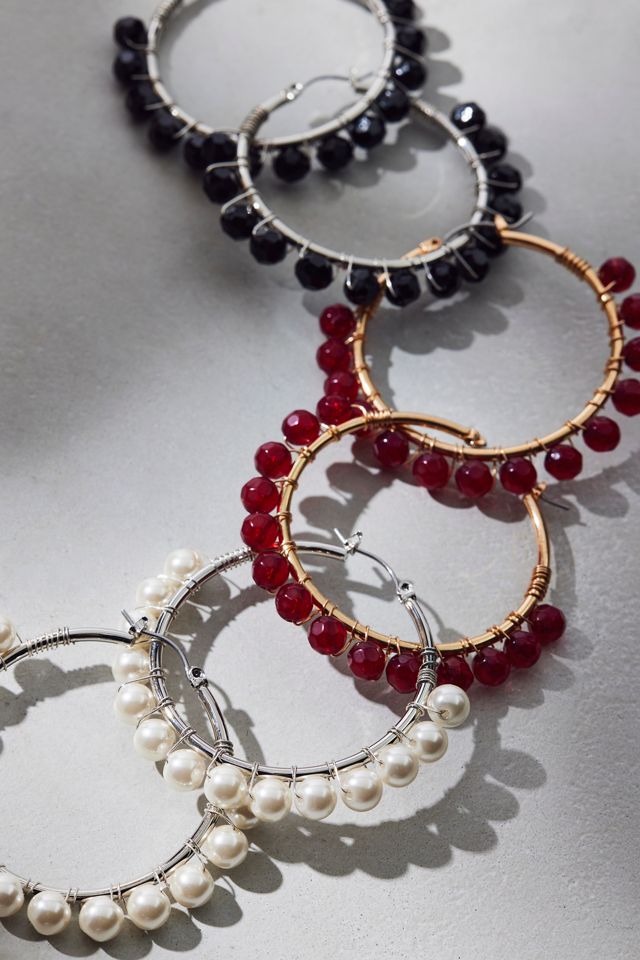 Large Beaded Hoop Earrings #1