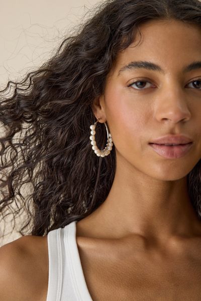 Large Beaded Hoop Earrings