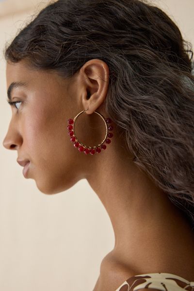 Large Beaded Hoop Earrings