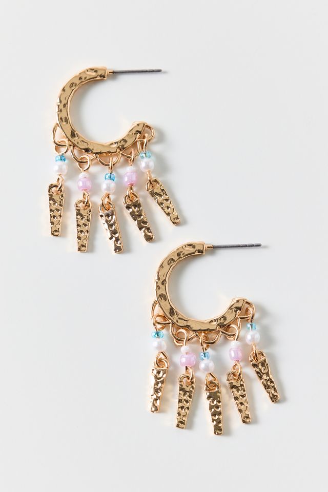 Sunrise Fringe Hammered Hoop Earrings #1
