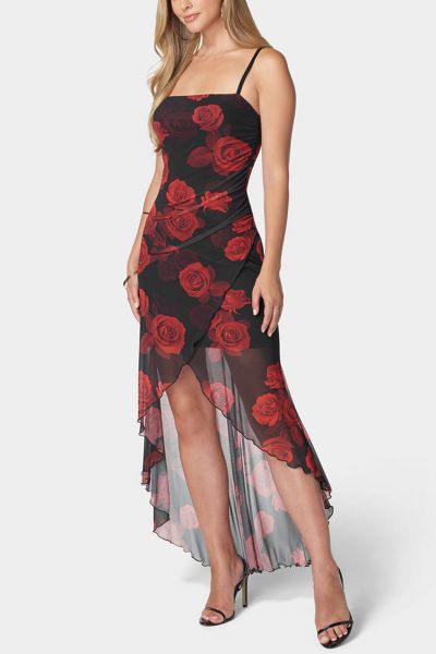 Bebe Long Sleeve Printed Floral Powermesh Maxi | Urban Outfitters