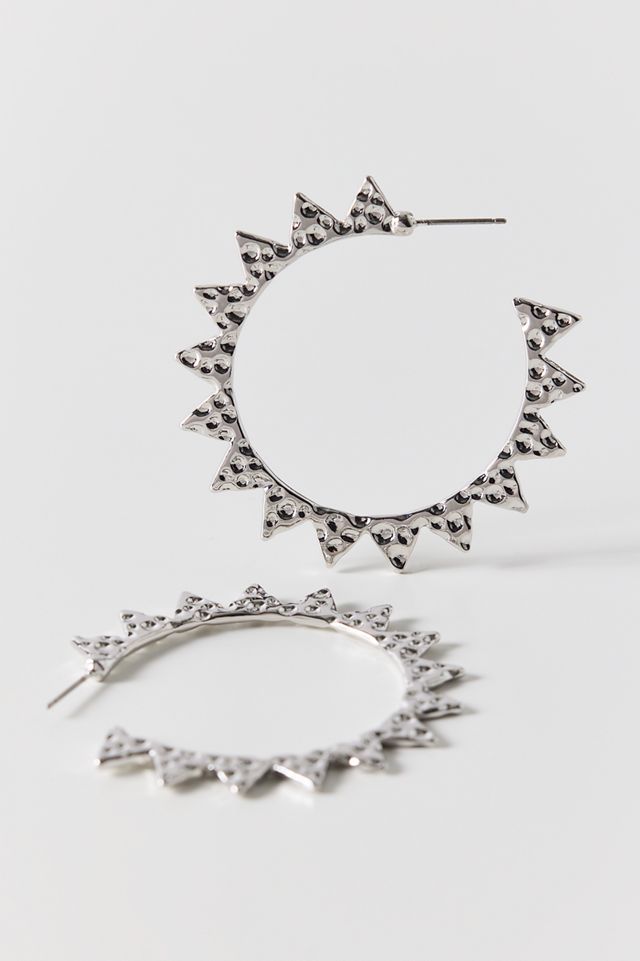 Spikey Hammered Metal Hoop Earrings #1