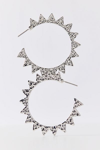 Spikey Hammered Metal Hoop Earrings