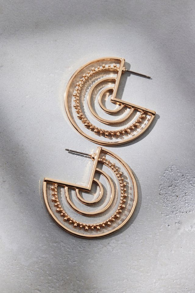 Saturn Statement Metal Hoop Earrings #1