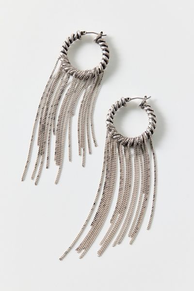 Twisted Fringe Hoop Earrings
