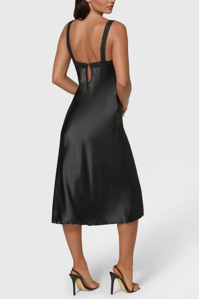 Bebe Satin Lace Trim Midi Dress #2