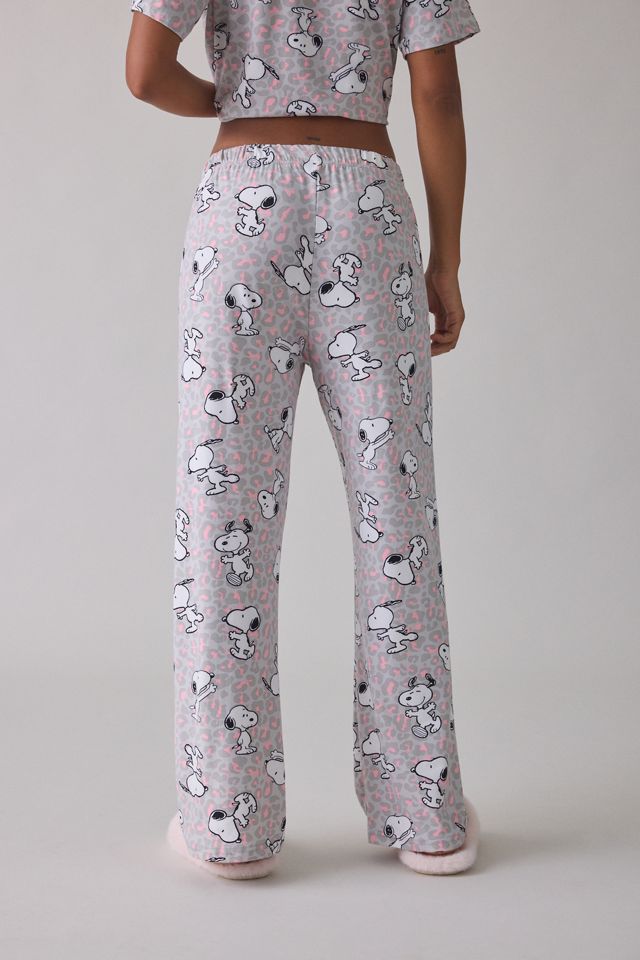 Snoopy Pastel Cheetah Print Notch Collar Short Sleeve Top + Pants 2-Piece PJ Set #5