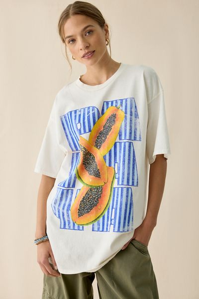 Robe t-shirt surdimensionnée en coton avec graphique Papaya