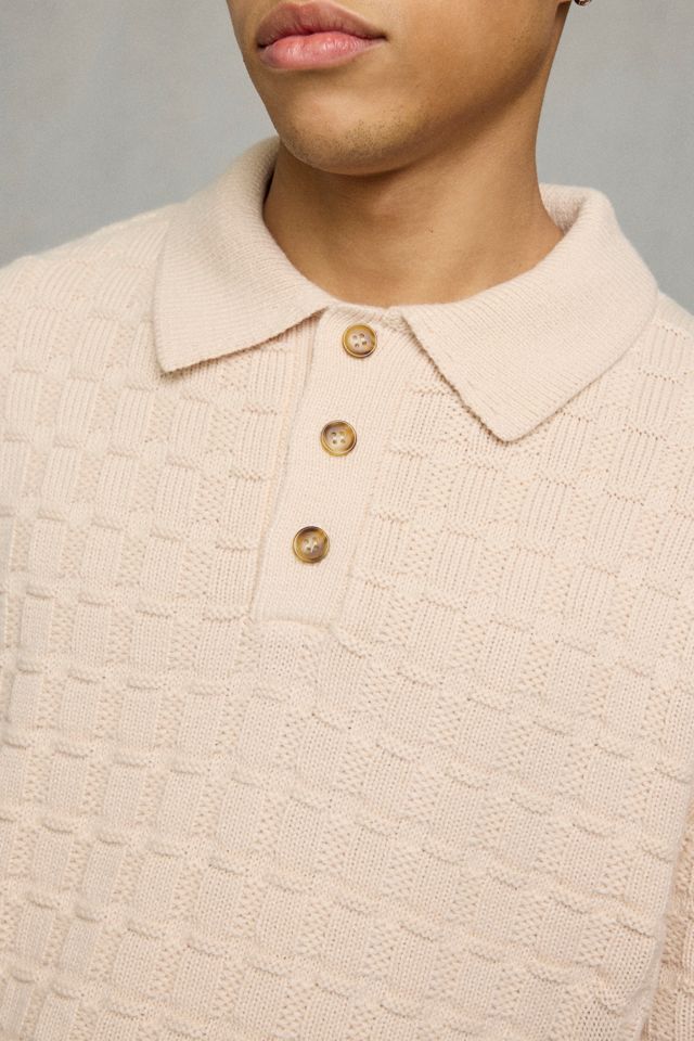 Slate & Stone Grid Stitch Polo Sweater #2