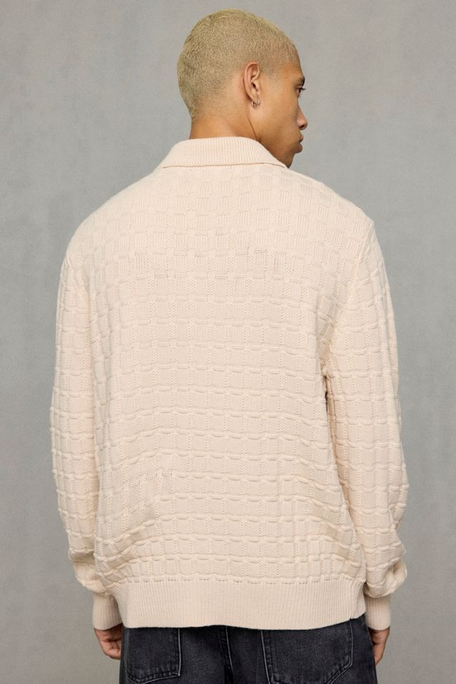 Slate & Stone Grid Stitch Polo Sweater #3