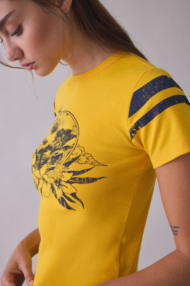T-shirt ajusté en coton à manches courtes rayé avec graphique de surfeur #4