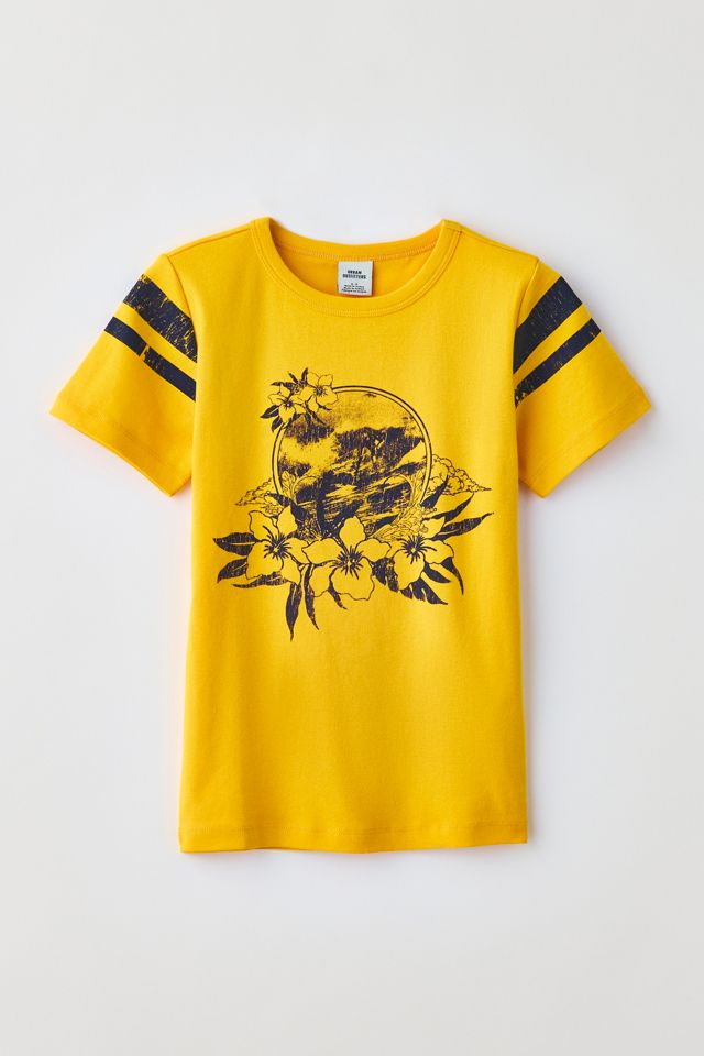 T-shirt ajusté en coton à manches courtes rayé avec graphique de surfeur #5