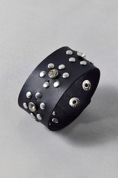 Urban Outfitters Studded Leather Cuff Bracelet In Black, Women's At