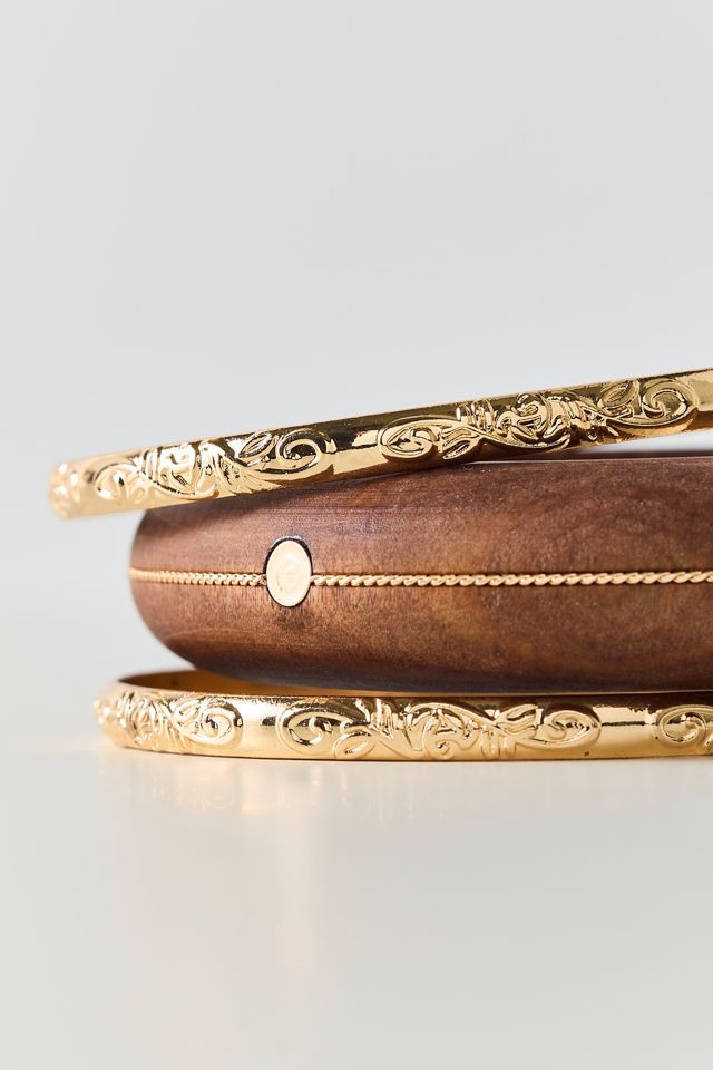 Antiquity Metal & Wood Bangle Bracelets Set #1