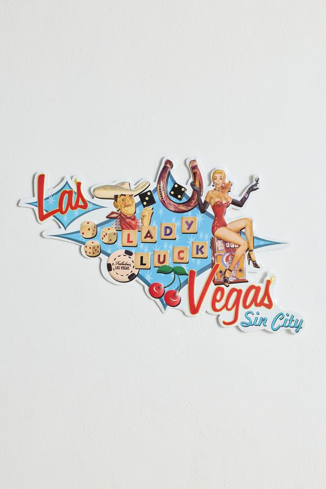 Lady Luck Las Vegas Embossed Metal Wall Sign #1