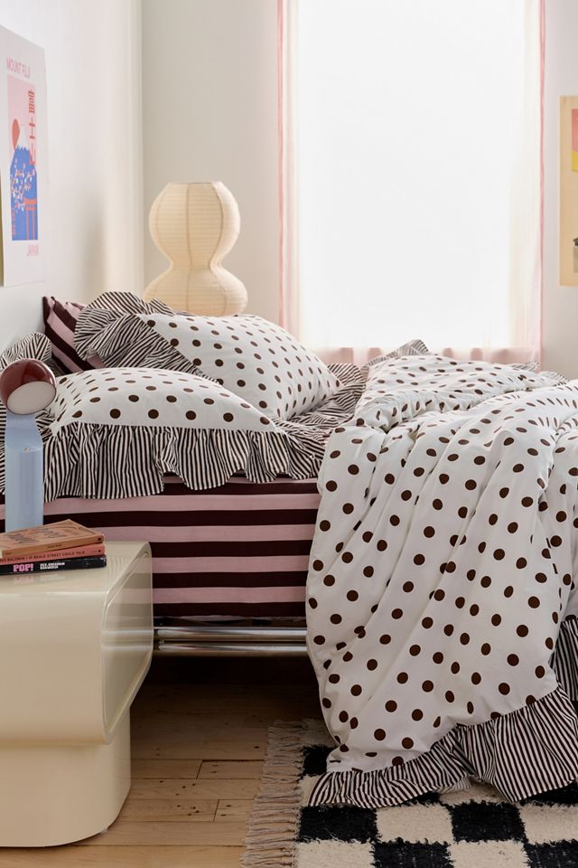 Elaine Ruffle Printed Cotton Percale Duvet Cover #1