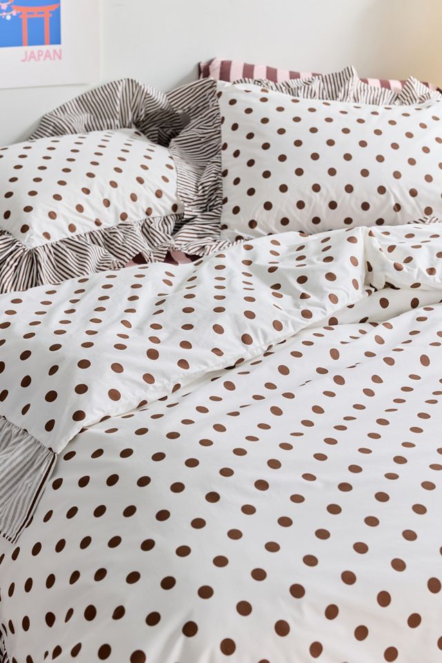 Elaine Ruffle Printed Cotton Percale Duvet Cover #4