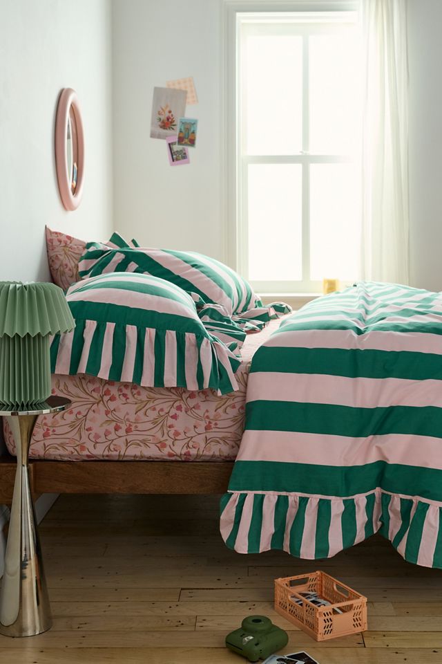 Elaine Ruffle Printed Cotton Percale Duvet Cover #1