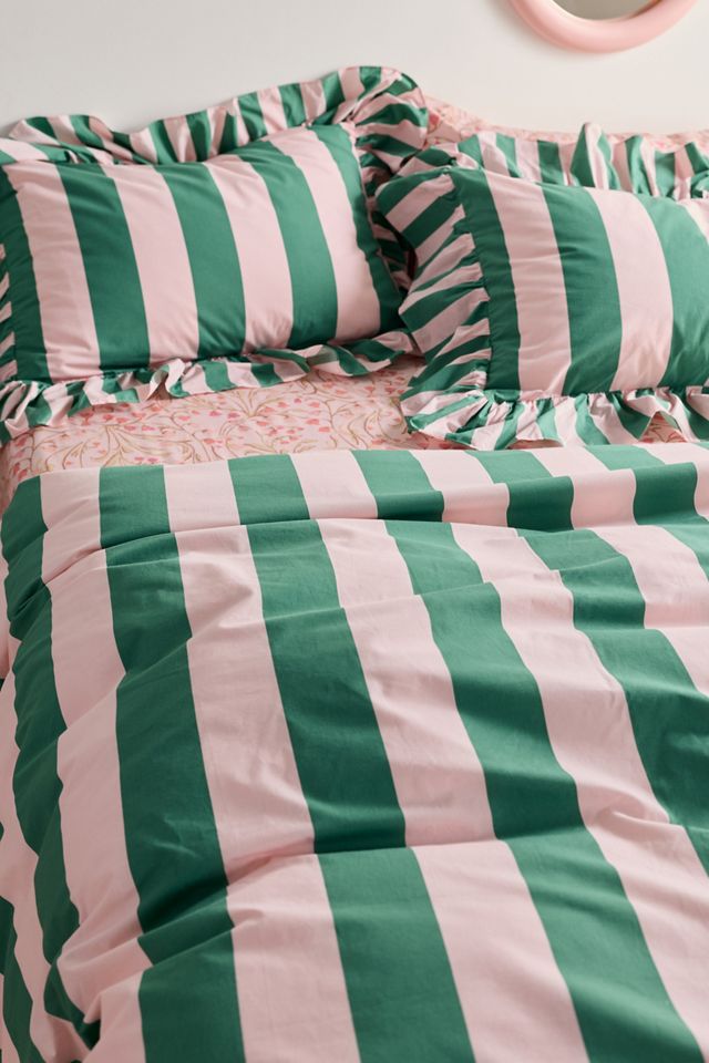 Elaine Ruffle Printed Cotton Percale Duvet Cover #2