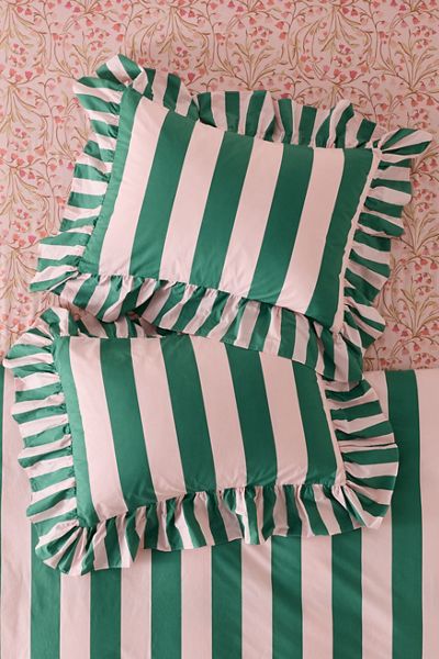 Elaine Ruffle Printed Cotton Percale Sham Set