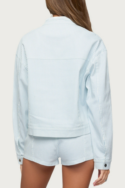 Edikted Myah Pinstripe Moto Jacket