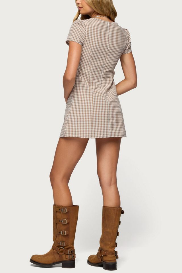 Edikted Arli Gingham Button Up Romper #1