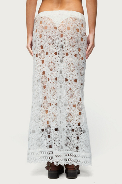 Edikted Milana Slit Sheer Lace Maxi Skirt