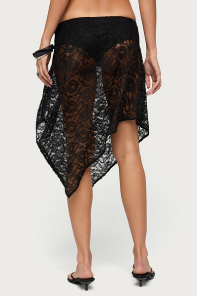 Edikted Sheer Lace Handkerchief Midi Skort