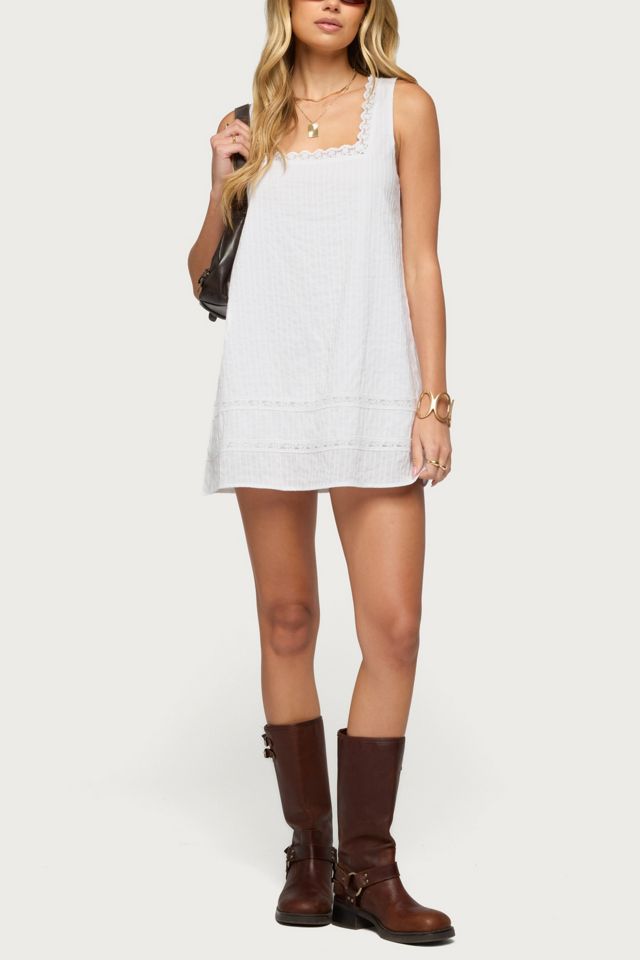 Edikted Doroh Lacey Striped Cotton Mini Dress | Urban Outfitters