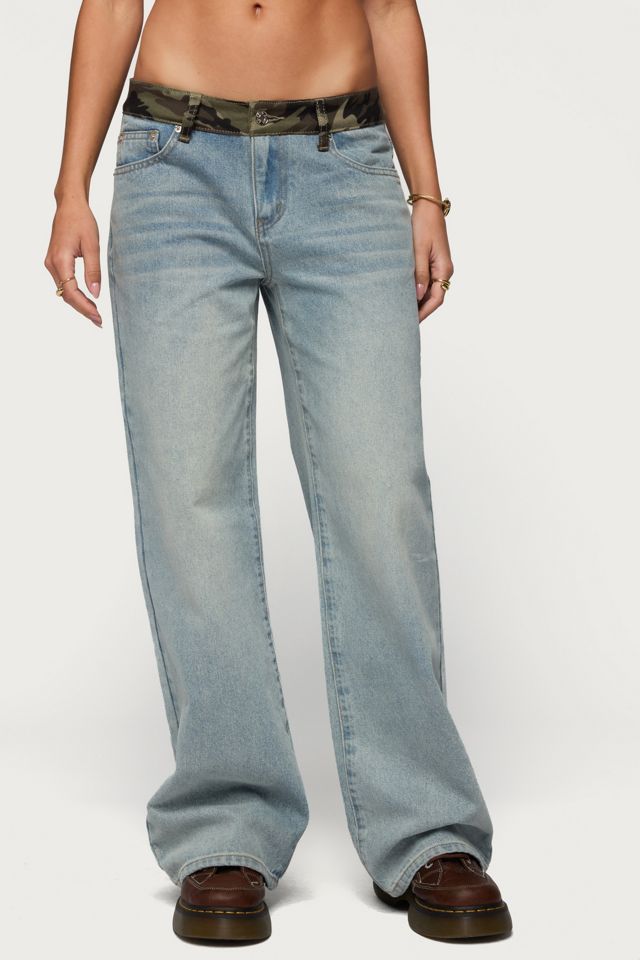 Edikted Camo Waist Low Rise Baggy Jean #1