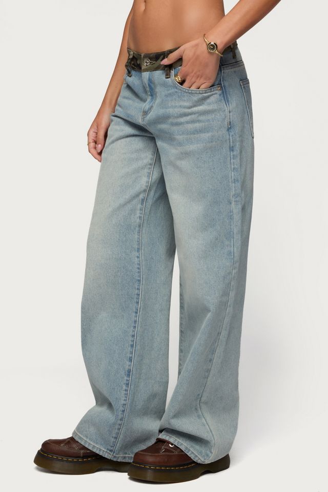 Edikted Camo Waist Low Rise Baggy Jean #2