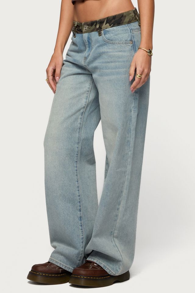 Edikted Camo Waist Low Rise Baggy Jean #3