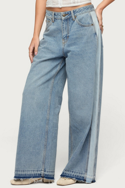 Edikted Cailin Contrast Panel Low Rise Baggy Jean