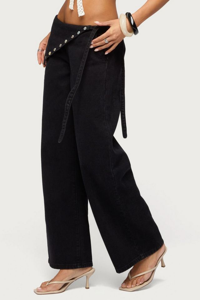 Edikted Button Foldover Low Rise Baggy Jean #2