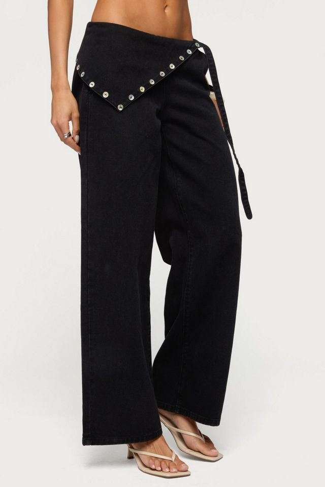 Edikted Button Foldover Low Rise Baggy Jean #3