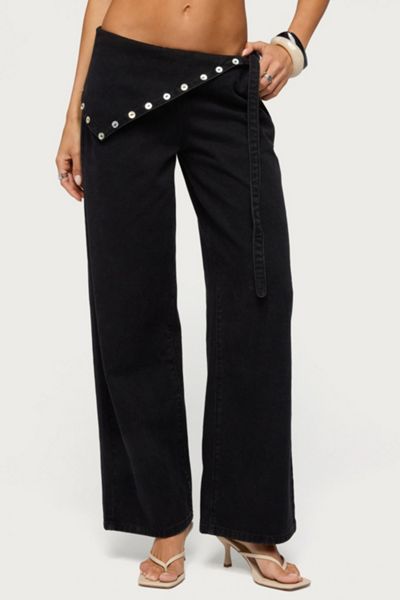 Edikted Button Foldover Low Rise Baggy Jean