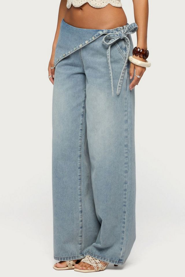 Edikted Button Foldover Low Rise Baggy Jean #2