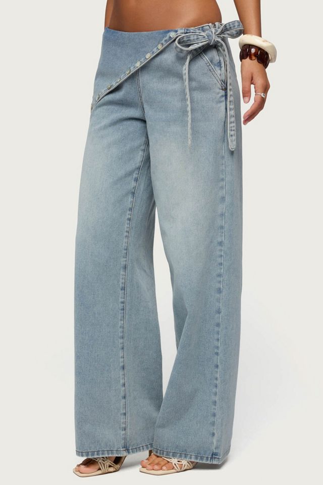 Edikted Button Foldover Low Rise Baggy Jean #3